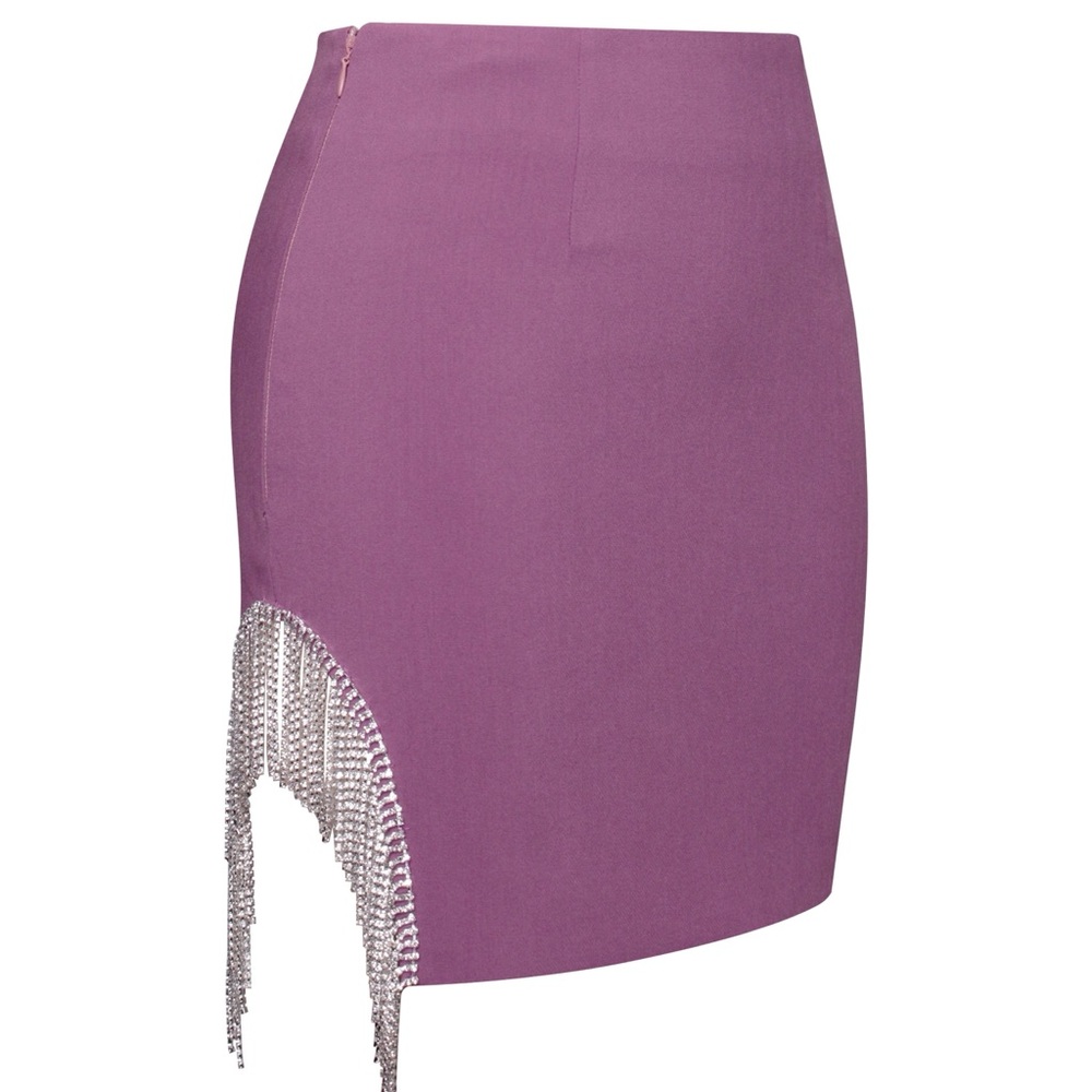 Purple Skirt with Rhinestone Fringe Detail